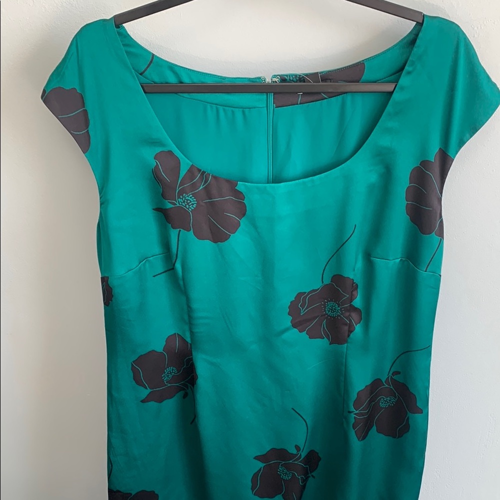 NWT Ann Taylor Teal Floral Cap Sleeve Dress